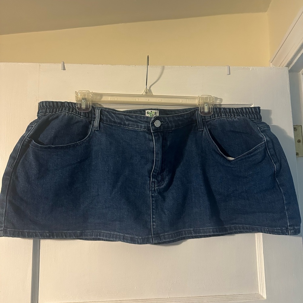 Shiny By Nature Denim Mini Skirt - Blue